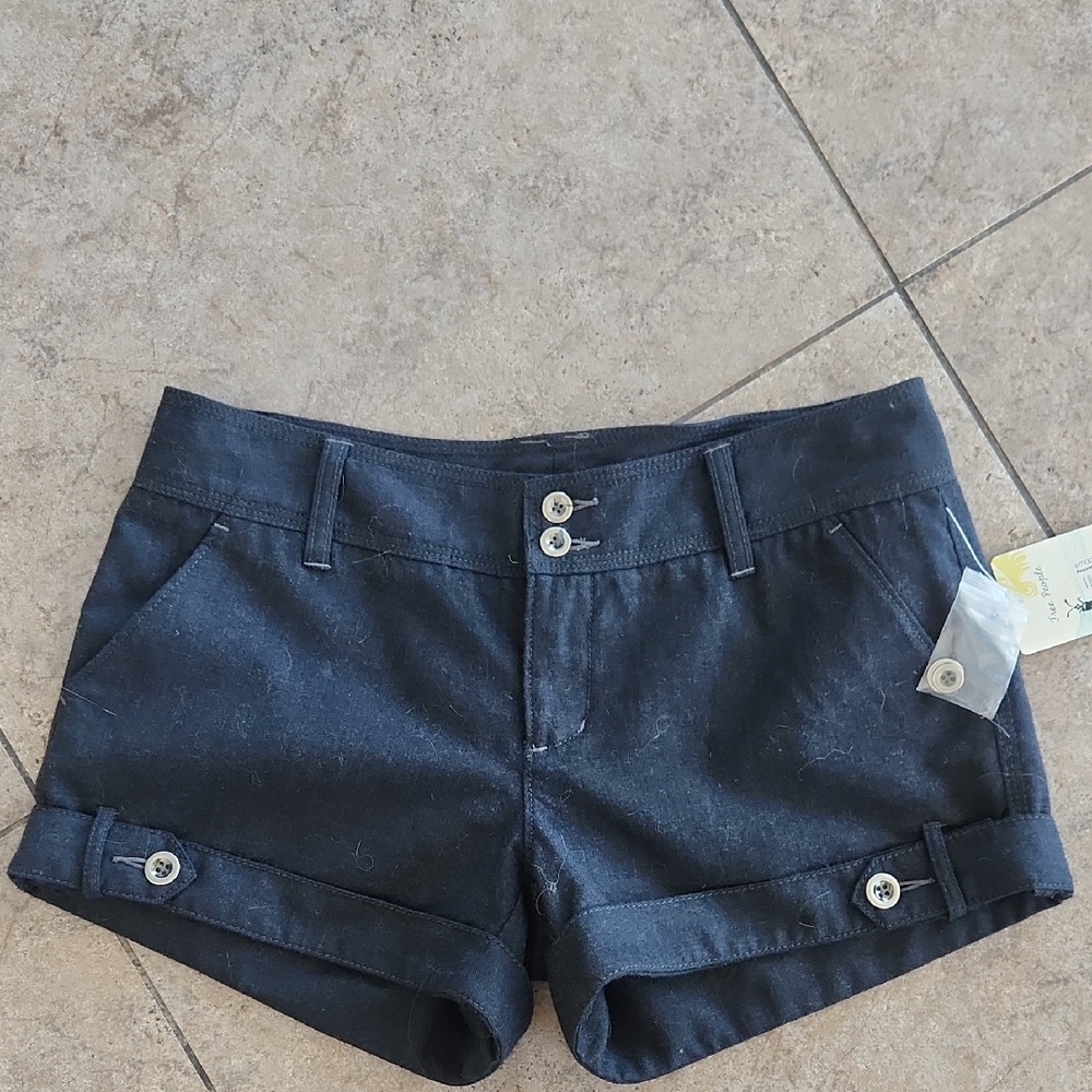 Free People Black Denim Jean Shorts